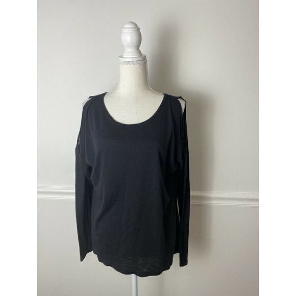 Michael Stars Blouse One Size Black Cold Shoulder Long Sleeve Shirt - Picture 1 of 6